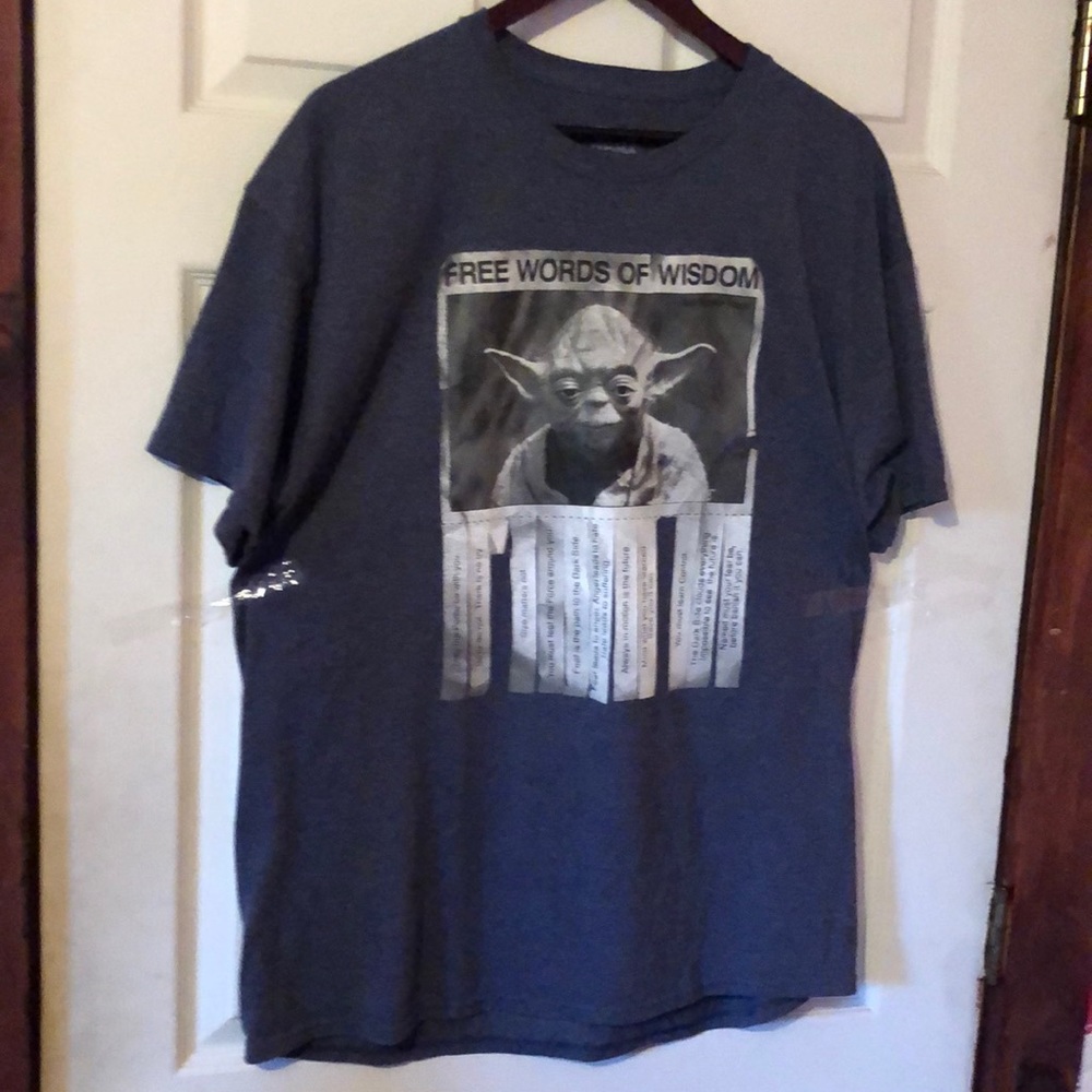 Star Wars Yoda Free Words of Wisdom Gray T-Shirt Mens XL